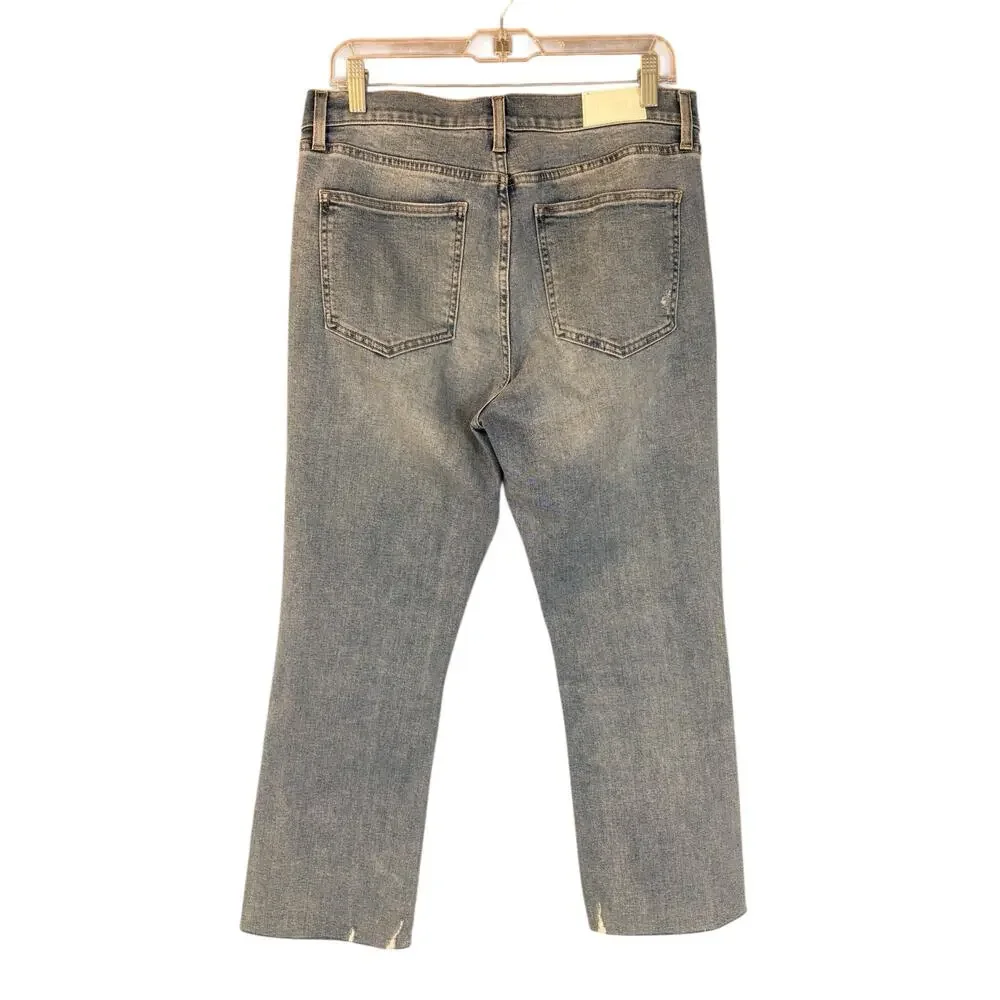 PISTOLA Lennon Jeans 30 High Rise Crop Bootcut Fray Stretch Medium Wash Like New